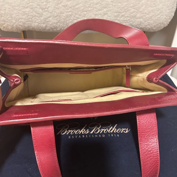 Brooks Brothers Red Leather Woman Doble Handle Tote - Picture 4 of 9